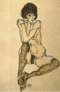 Egon Schiele Seated Female Nude,Elbows Resting on Right Knee (mk12)